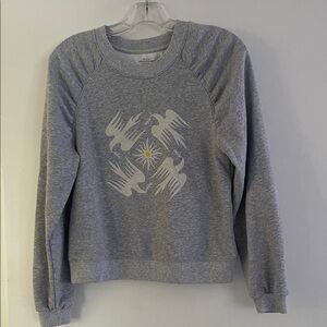 Anthropologie Gray Sweatshirt with Bird Motif